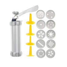 Pastry Syringe Set Aluminium Alloy Cake Decorating Tools 14In1 Nozzles Mold Extruder 2Set Kitchen Baking