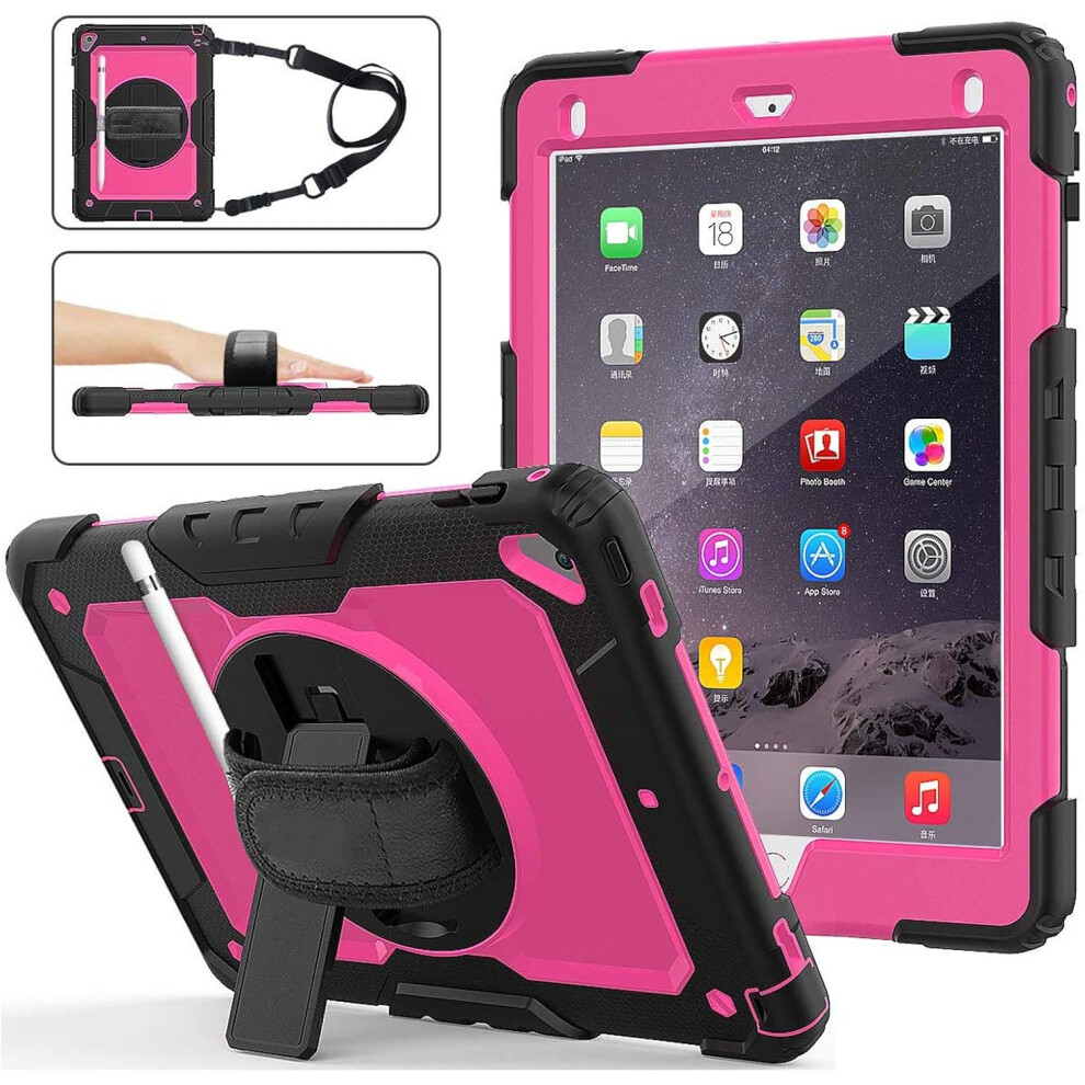 Shockproof Case For Ipad Mini 5/4 - Heavy-Duty Cover With 360 Kickstand, Hand Grip & Shoulder Strap For 7.9" Tablet Pink 5906792653934
