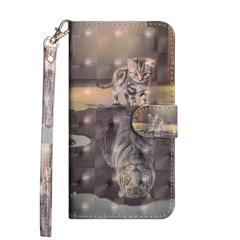 Case For Google Pixel 8 3D Painted Shock Absorption Flip Pu Leather Folio Magnetic Stand Card Holder Tpu Bumper Cat Tiger 9105992226924