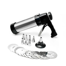 Pastry Syringe Set Cookie Press Kit With 13 Cookie Press Molds And 8 Piping Nozzles Cake Decorator Black