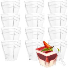 Vaso cuadrado mini para postres, duradero y exquisito, vasos de plástico transparente de grado alimenticio de 60 ml, ideal para postres, fácil de