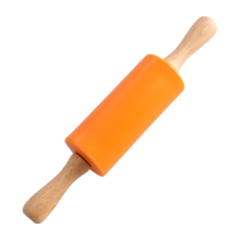 Küchenroller, Silikon-Nudelholz mit Holzgriff zum Backen von Brot und Fondant, antihaftbeschichtet, hitzebeständig, ergonomisch, glatte Oberfläche