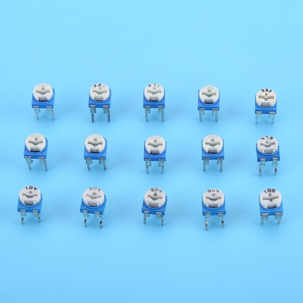 150Pcs Blue White 100Î©-1Mî© Vertical Pcb Preset Trimmer Potentiometer 7891362931995