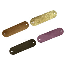 4Pcs Retro Leather Labels with Pre-Punched-pink khaki gold