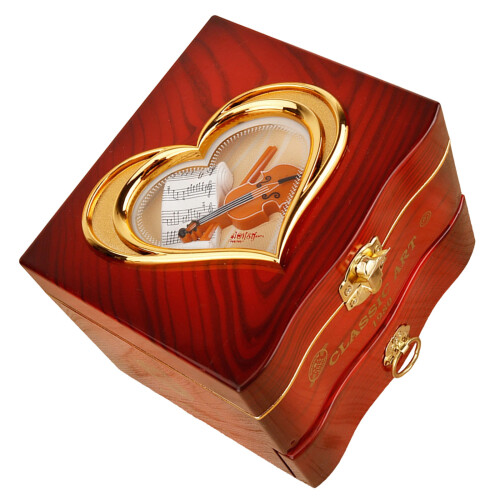 Multiple Scene Decors Music Box with Elegant Rotating-brown