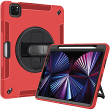 Funda para iPad 3/2/1/Pro 11" con Soporte y Correa para el Hombro Rojo