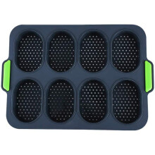 Antihaft-Baguette-Backform-Set, lebensmittelechtes Silikon, perforiertes Design für professionell aussehende Brote, leicht zu reinigen, 8 Stück,