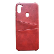 Schutzhülle für Samsung Galaxy A11 Kartenschlitz Leder Rot