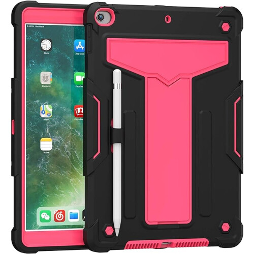 Étui blindé avec support pour iPad 7/8/9ème génération 10.2 pouces Rose 2