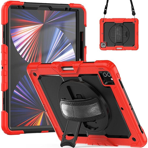 Étui pour iPad Pro 5/4 12.9” avec Support et Bandoulière Rouge 1