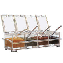 Gewürzdosen-Set, Aufbewahrungsbehälter mit Deckel und Löffel, durchsichtige Gewürzbox für Salz, Zucker und Pfeffer, Gewürzgläser mit
