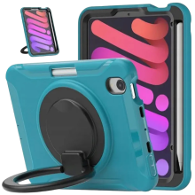 Protective Case for iPad mini 6 - 360 Rotating Handle Stand Cover with Apple Pencil Holder Shockproof Shell in Blue
