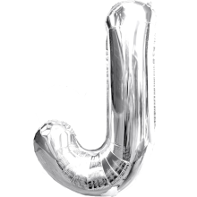 Silberner Heliumballon in Form des Buchstaben J 40 cm Partydekoration