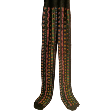 Girls' Flower and Heart Tights - Black Patterned Kids Tights for Everyday & Party Wear, Comfortable Stretch Fit, Size 128-134 cm