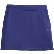 Girls' Navy Blue Jersey Skirt - Casual Cotton Summer Skirt with Pockets & Adjustable Waist for Everyday Wear, Size 140cm
