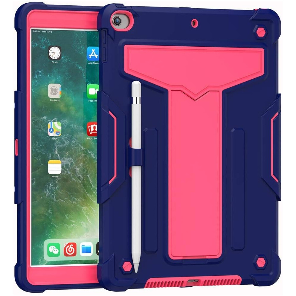 Heavy-Duty Case For Ipad 10.2" - Rugged Shockproof Cover With Kickstand & Pencil Holder For Ipad 9Th/8Th/7Th Generation Pink 5906792668433