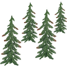 Decoración Navideña de Pinos Colgantes Metálicos, 4 Piezas, Verdes