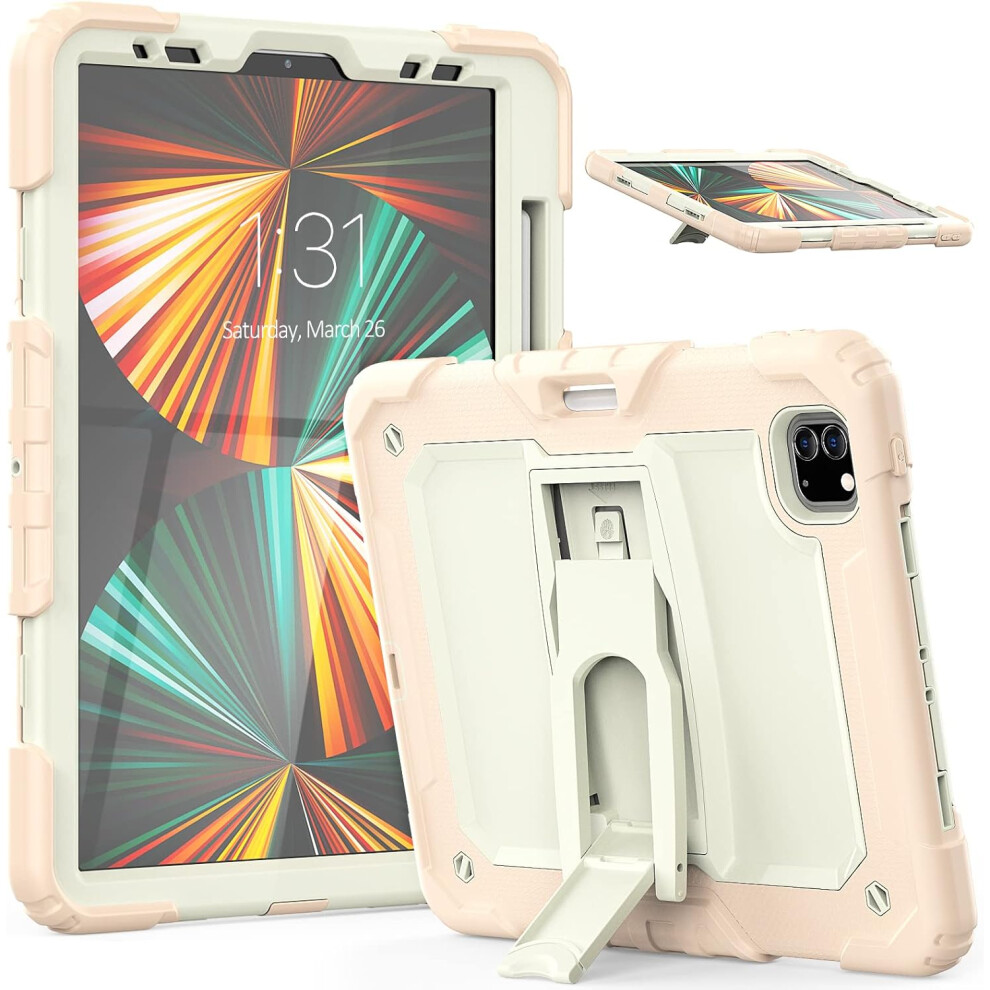 Rugged Case For Ipad Pro 11 & Air - Shockproof Cover With Kickstand, Hand Strap, Pencil Holder & Detachable Shoulder Strap In Pink 5906792668495