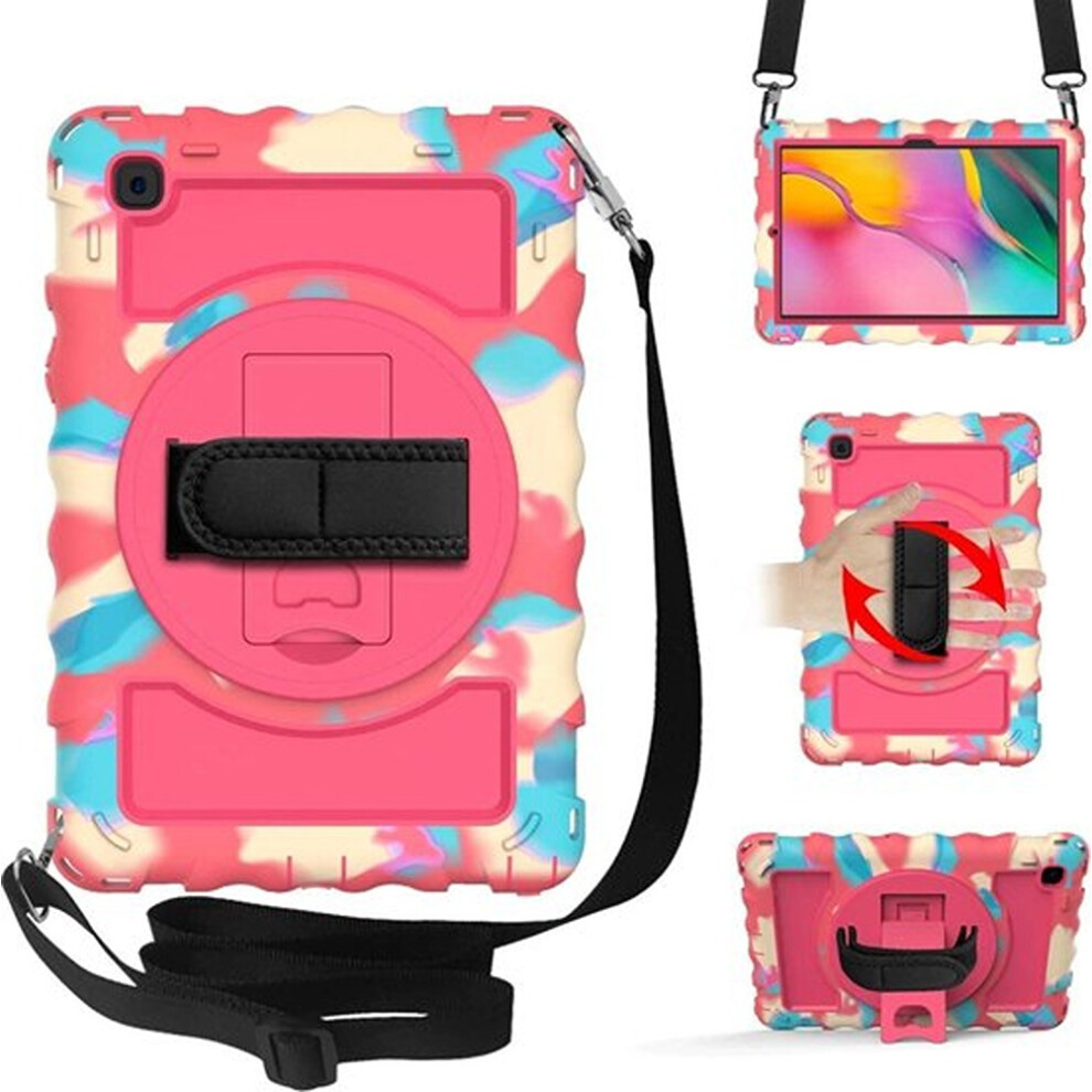 Heavy-Duty Case For Samsung Tab 8.0 - Shockproof Cover With 360 Rotating Kickstand, Hand Grip & Shoulder Strap Pink 5906792668457
