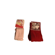 Soft Cotton Tights for Girls - 2-Pack in Pink & Red for School & Everyday Wear, Warm & Durable, Size 128-134 cm