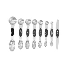 Colheres medidoras inovadoras, design magnético, utensílios de cozinha em aço inoxidável, dupla face para potes de temperos e líquidos,