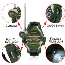 2 Stück Kinder-Walkie-Talkie-Wristwatches mit Kompass, Nachtlicht, Outdoor-Spielzeug, Grün