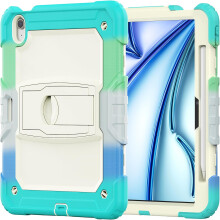 Étui robuste vert pour iPad Pro 11 et Air 5/4 avec support pliable, bandoulière amovible, poignée ergonomique et