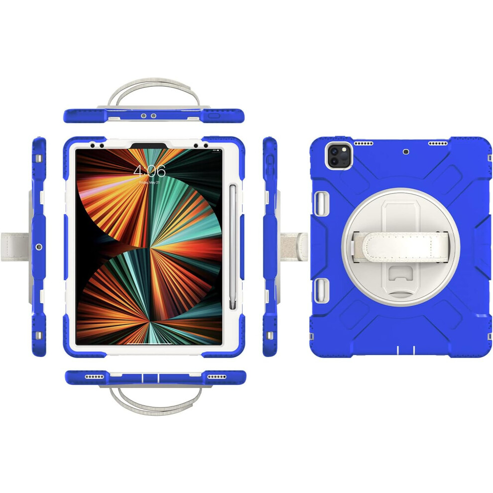 Heavy-Duty Case For Ipad Pro 12.9 - 360 Rotating Kickstand With Pencil Holder Shockproof Three-Layer Protective Cover In Blue 5906792668761