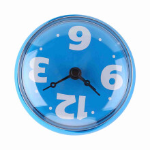 Wasserdichte Saugnapfwanduhr Badezimmer-Spiegel-Duschzubehör Blau 7x4cm