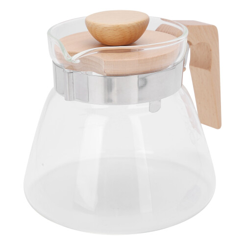 Καφετιέρα Pour Over, Γυάλινη καράφα με ανθεκτική στη θερμότητα ξύλινη λαβή, διαφανές 1