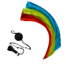 Belly Dance Silk Veil Poi With Chain Balls Silk Veils For Stage Performances Throw Ball Props Blue Yellow Red