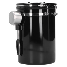 Bote hermético de acero inoxidable para café con cuchara medidora, recipiente ajustable para controlar la frescura de granos, té molido, harina y