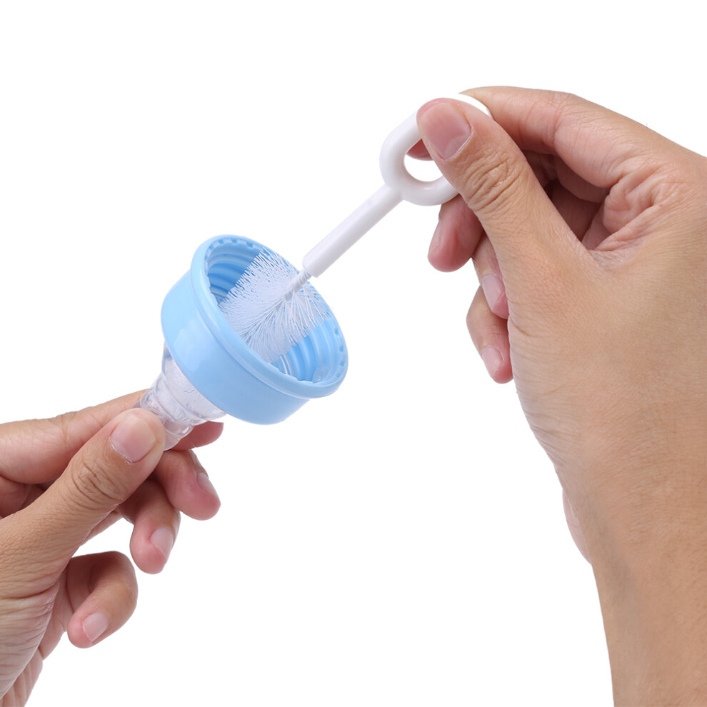 6Pcs Baby Bottle & Nipple Brush Set, Flexible Sponge & Rotating Heads Blue