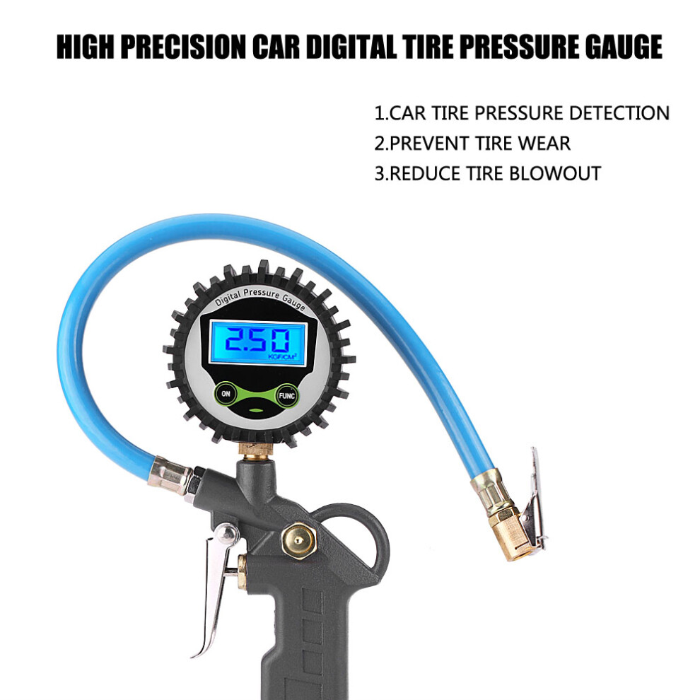 Digital Tire Pressure Gauge 0-220Psi, Shockproof Rubber Shell, 14" Hose 4621362946018