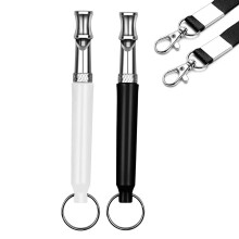 Dog Whistle 2 Pack, Adjustable Ultrasonic Training Whistles With Lanyard, Black And White, Silent Recall