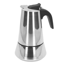 Compacte mokkapot met gelijkmatige warmteverdeling, geschikt voor inductiekookplaten, espressomaker gemaakt van duurzaam en veilig roestvrij staal.