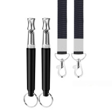 Dog Whistle 2Pack, Adjustable Ultrasonic Silent Training Whistle, Bark Control, Professional Recall Lanyard Black