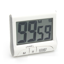 Temporizador de cozinha digital, design elegante com exterior branco fosco, tecnologia Ever-on para maior eficiência energética.