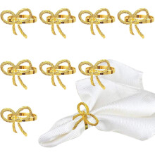 Tischdekoration von Spruced Up Spaces, 12er-Set Schleifen-Serviettenringe für Hochzeiten und Dinnerpartys, goldene Metall-Serviettenhalter,