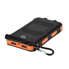 Portable 10000mAh Solar Mobile Power Bank Kit with Compass Dual USB