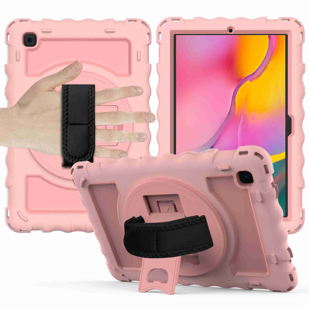 Case For Samsung Galaxy Tab A7 10.4" - Heavy-Duty Shockproof Cover With 360 Rotating Kickstand, Hand Grip & Shoulder Strap In Pink 5906792673277
