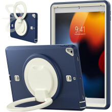Funda para iPad 9/8/7 de 10,2” con soporte y correa para el hombro azul marino