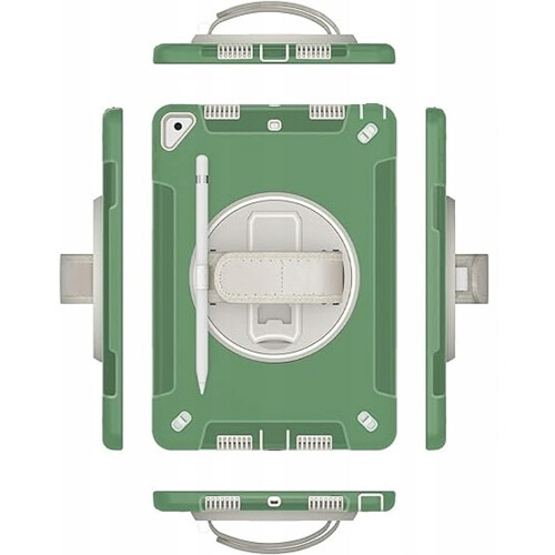 Funda para iPad 9/8/7 10.2” Blindada con Soporte Giratorio Verde