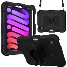 Étui pour iPad Mini 6 8.3" Support Papillon et Bandoulière Noir