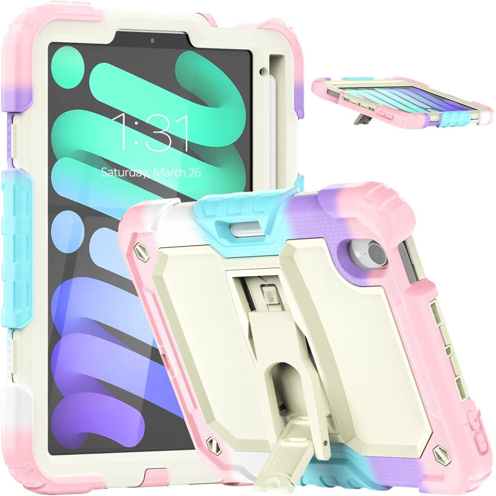Ipad Mini 6 Protective Case - Rugged Shockproof Cover With Kickstand, Hand Strap, Pencil Holder And Shoulder Strap For 8.3" Model 5906792674267