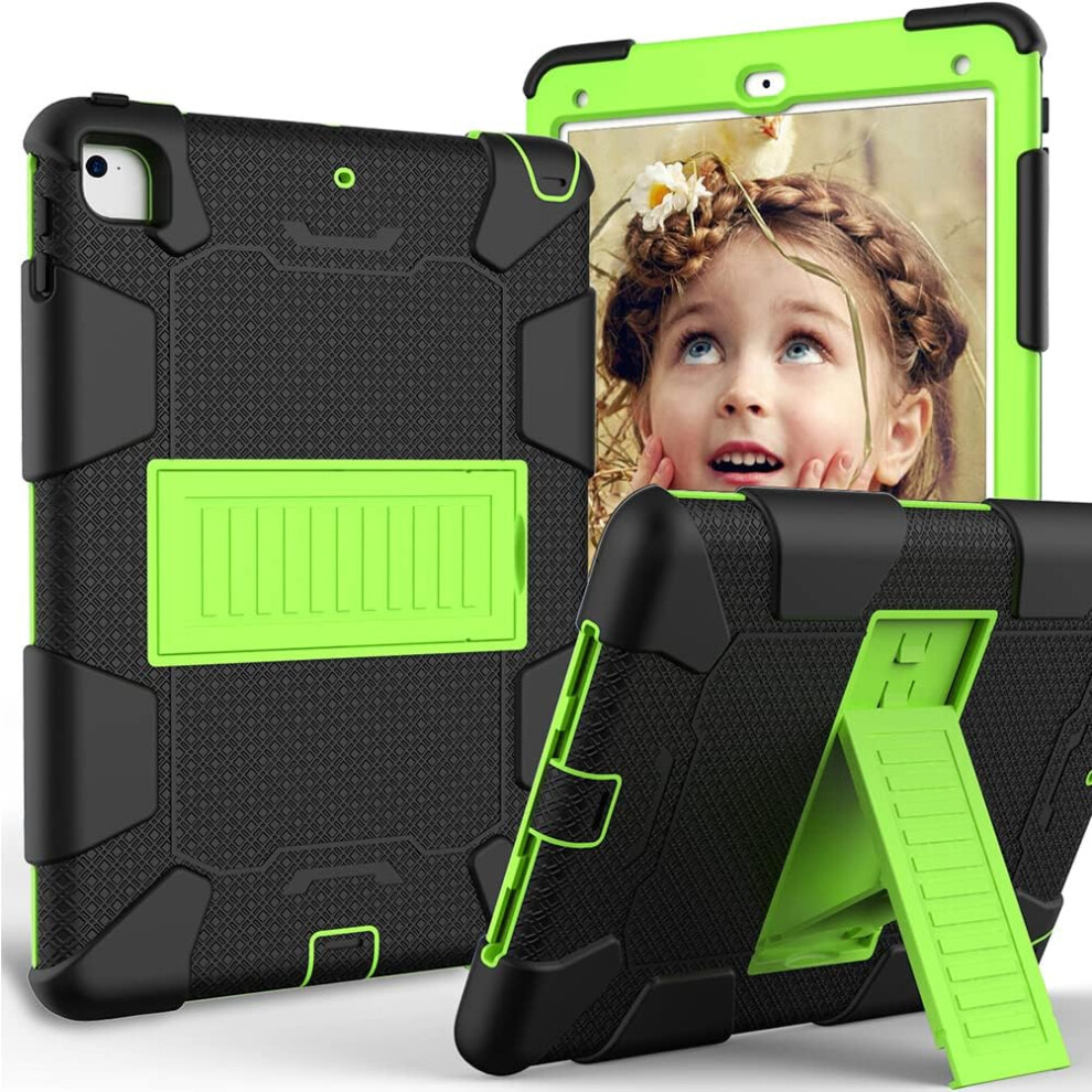 Armour Case For Ipad 9.7 2018 - Heavy-Duty Shockproof Protective Cover With Built-In Kickstand For Kids & Adults In Black 5906792674373