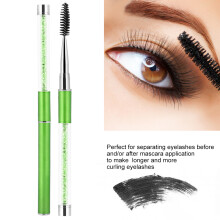 Green Eyelash & Eyebrow Brush with Rhinestones - Dual-Use Applicator