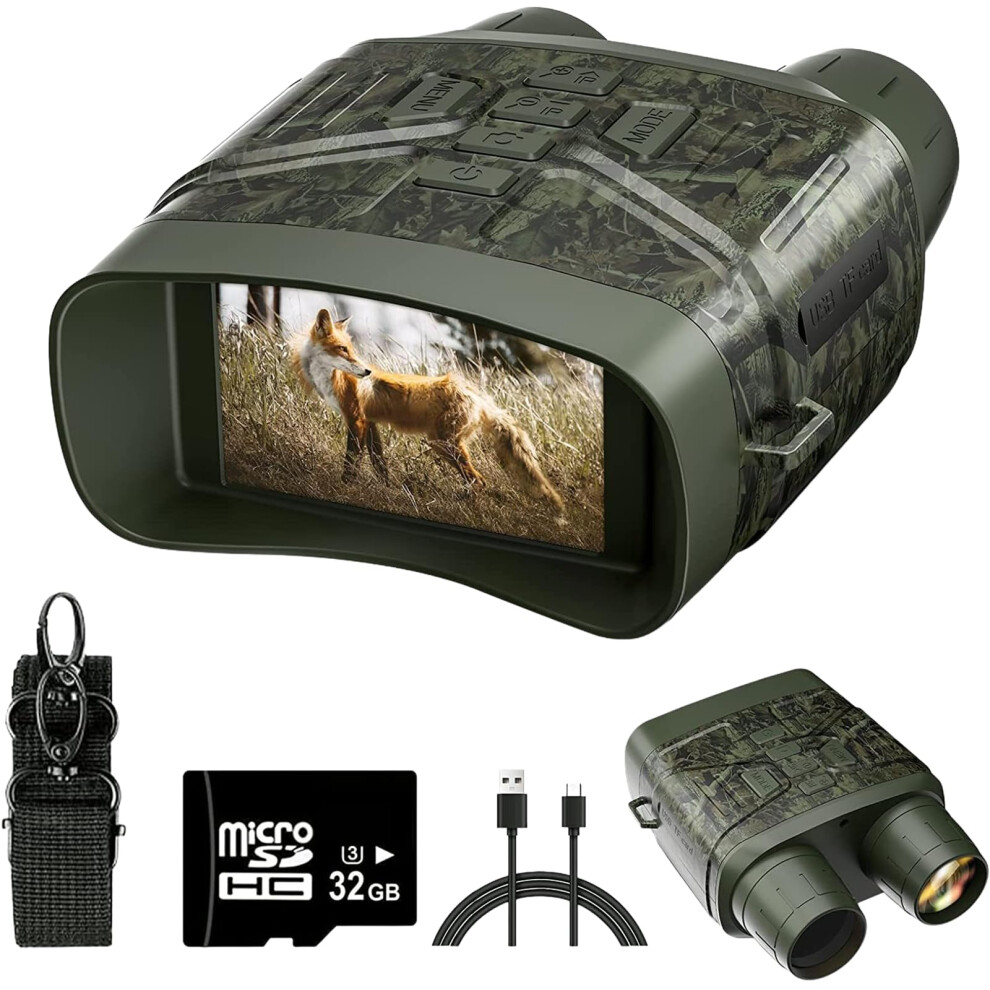 N4 Night Vision Goggles, Rechargeable 4000Mah Battery, 5K Hd, 10X Digital Zoom, 300M Infrared Range, 32Gb Green 9105992231829