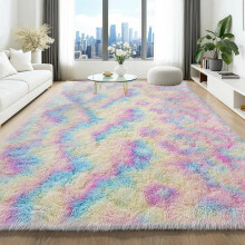 Fluffy Rugs Large Rug For Living Room Bedroom Carpet Non Slip Kitchen Floor Mat Rainbow_160 x 230 cm