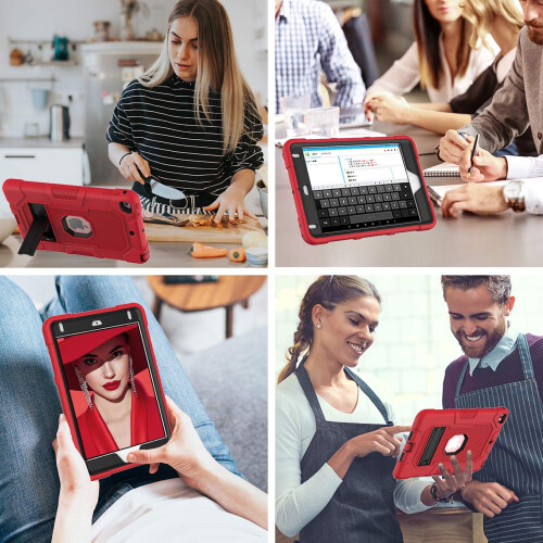 Funda para iPad 9/8/7 10.2" Acorazada con Soporte Rojo 1